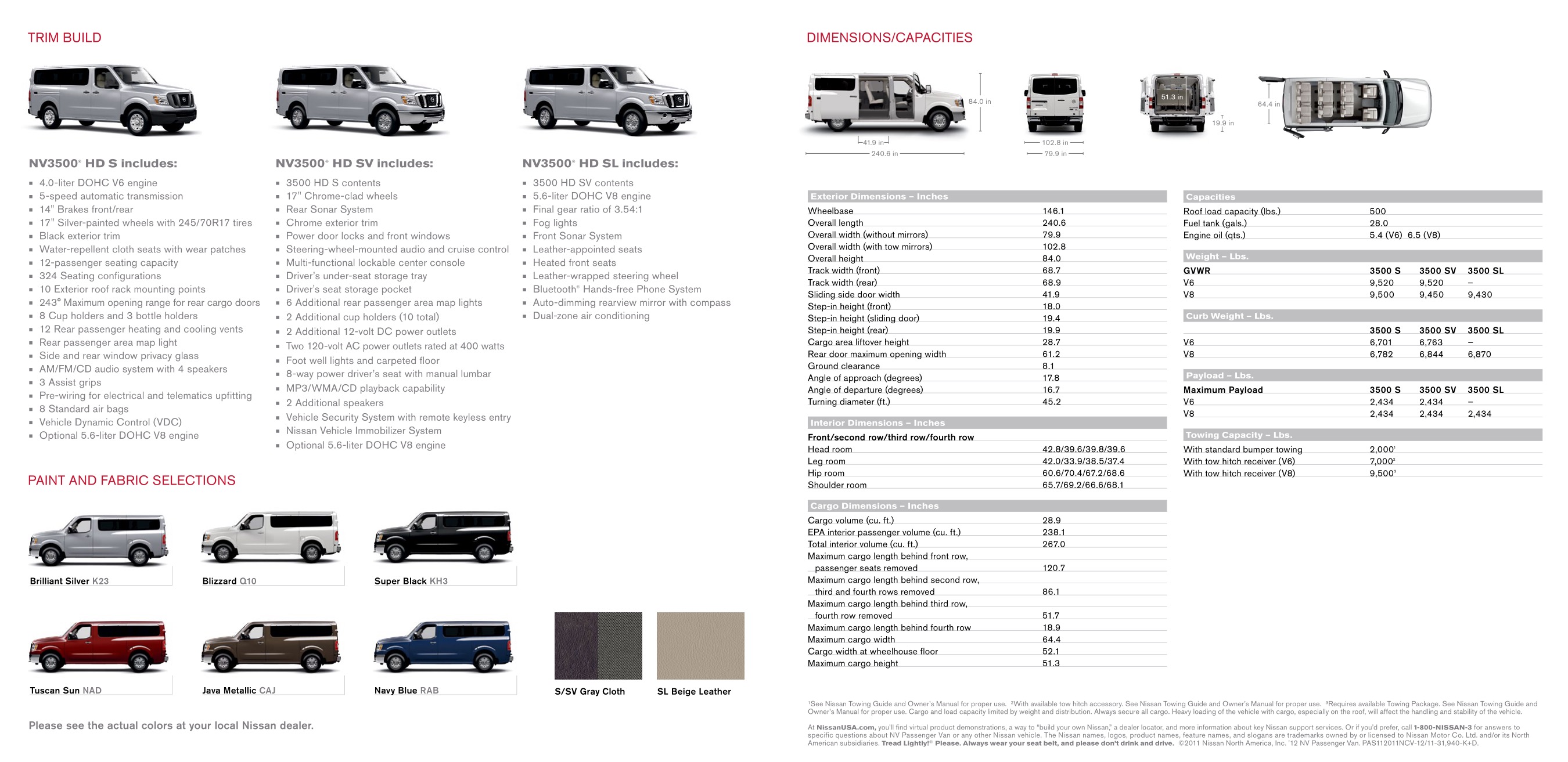 2012 Nissan NV Passenger Brochure Page 3